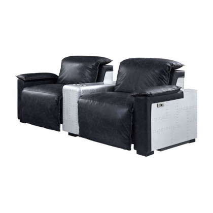 ACME - Misezon Power Motion Recliner in Black/Aluminum