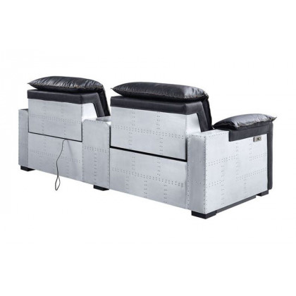 ACME - Misezon Power Motion Recliner in Black/Aluminum