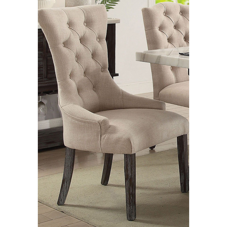 ACME - Gerardo Side Chair (Set-2) in Beige/Weathered Espresso (60823)