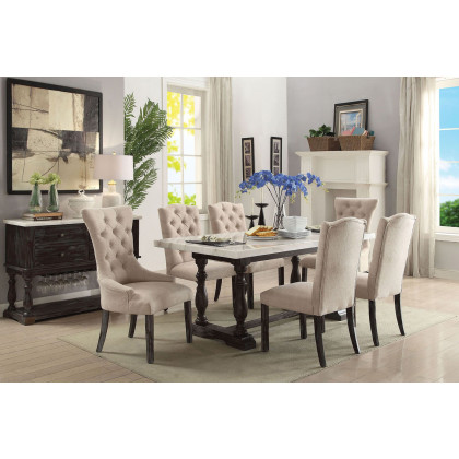 ACME - Gerardo Side Chair (Set-2) in Beige/Weathered Espresso (60823)
