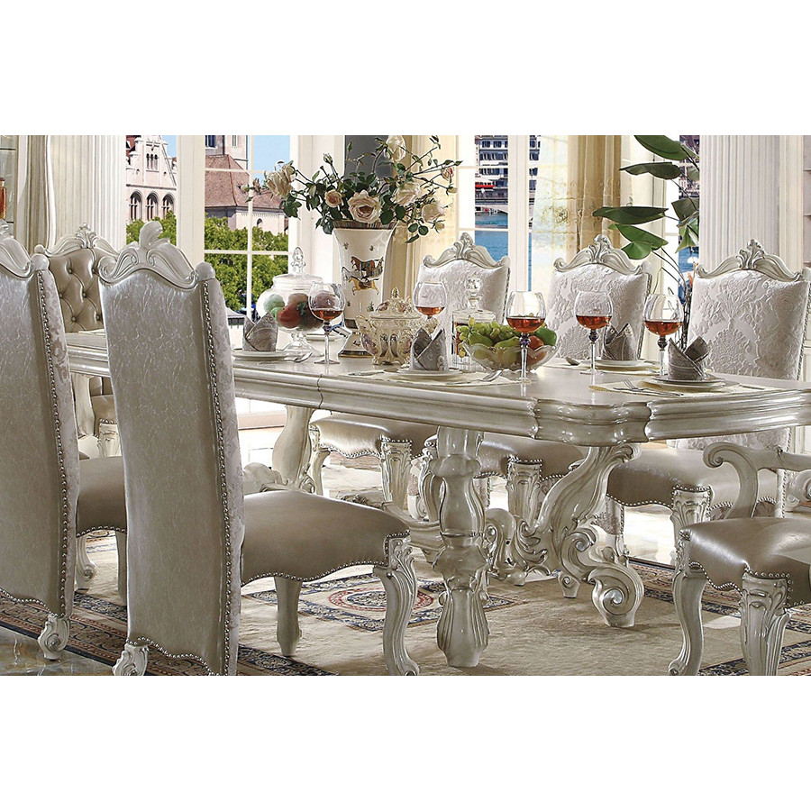ACME Versailles Extendable Dining Table - Bone White, 84-120" W