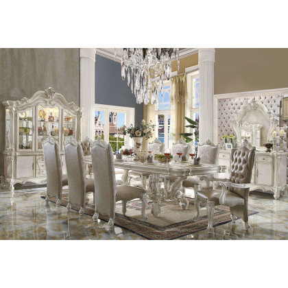 ACME Versailles Extendable Dining Table - Bone White, 84-120" W