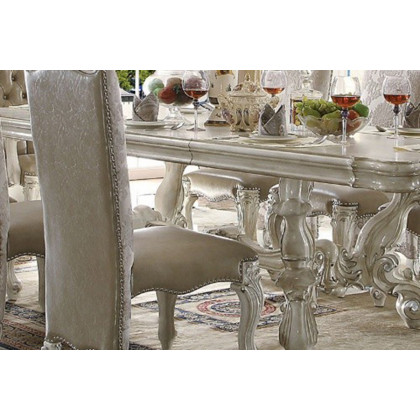ACME Versailles Side Chair Set of 2 - Vintage Gray PU/Fabric and Bone White