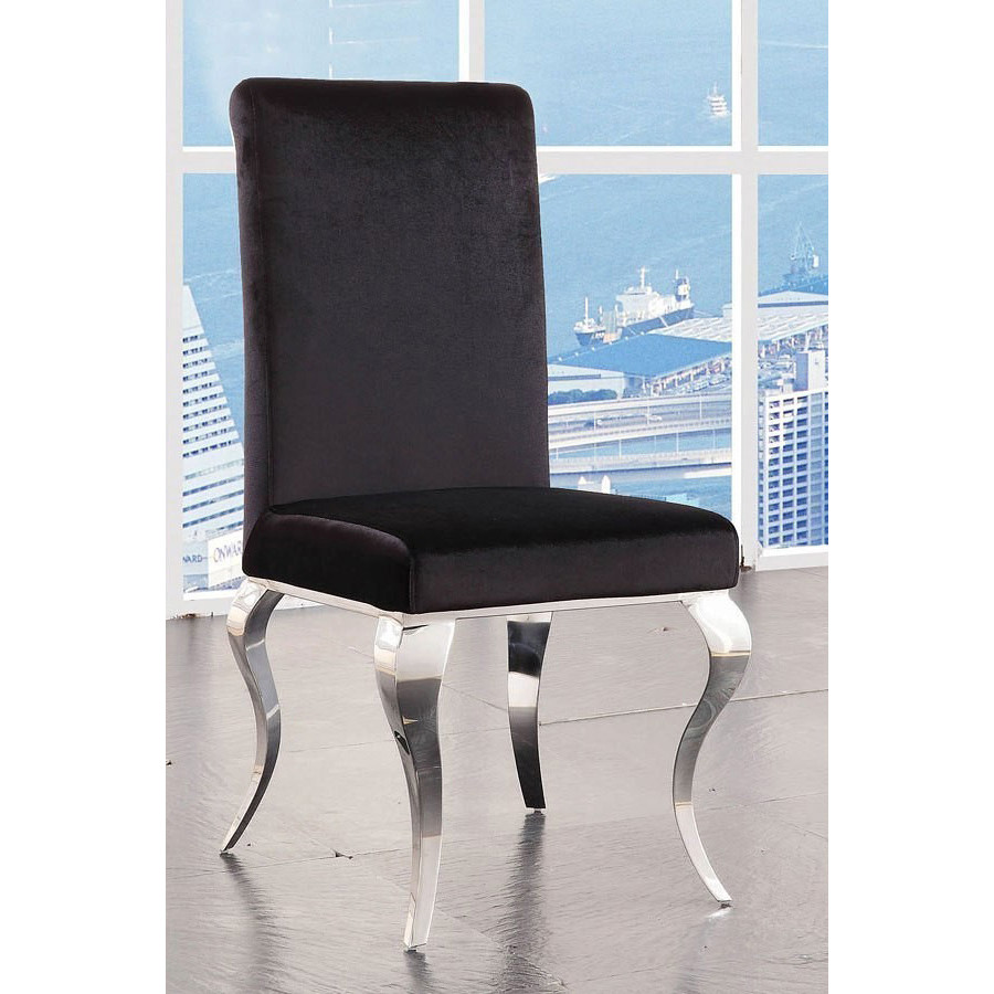 ACME - Fabiola Side Chair (Set-2) in Black/Stainless Steel