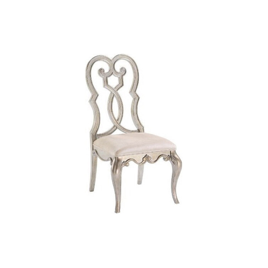 ACME - Esteban Side Chair (Set-2) in Ivory/Antique Champagne