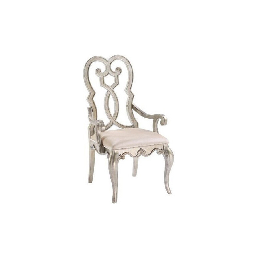 ACME - Esteban Arm Chair (Set-2) in Ivory/Antique Champagne