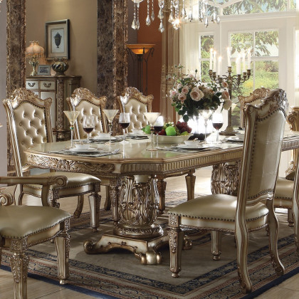 ACME Vendome Dining Table - Gold Patina/Bone