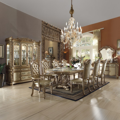 ACME Vendome Dining Table - Gold Patina/Bone
