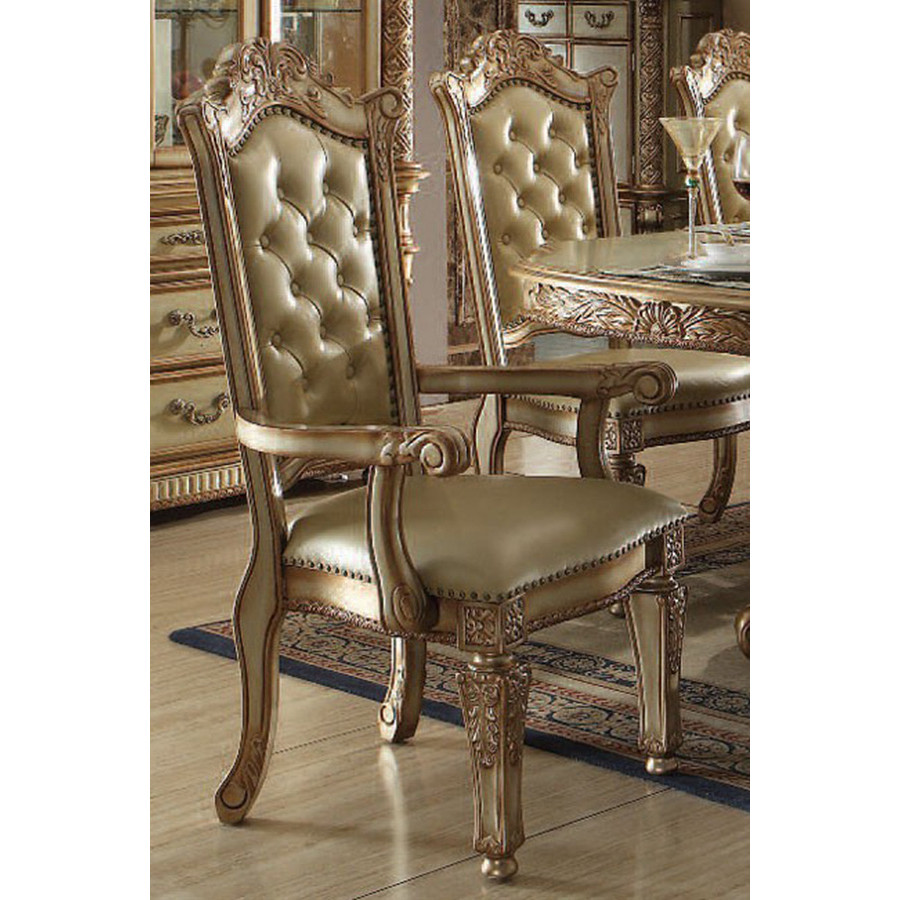 ACME Vendome Arm Chair Set of 2 - Gold Patina