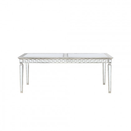 ACME Varian Dining Table (78"L) - Mirrored/Antique Platinum