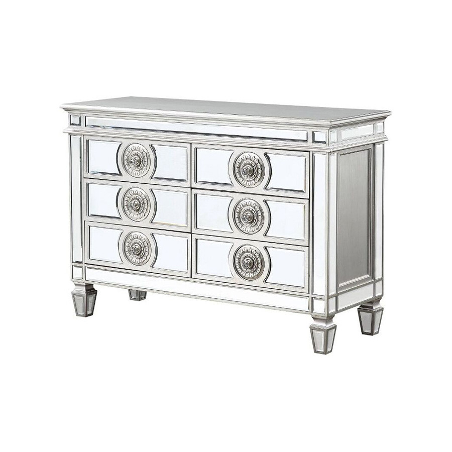 ACME - Varian Server in Mirrored/Antique Platinum (66159)