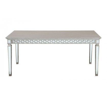 ACME Varian Dining Table (90"L) - Mirrored/Antique Platinum