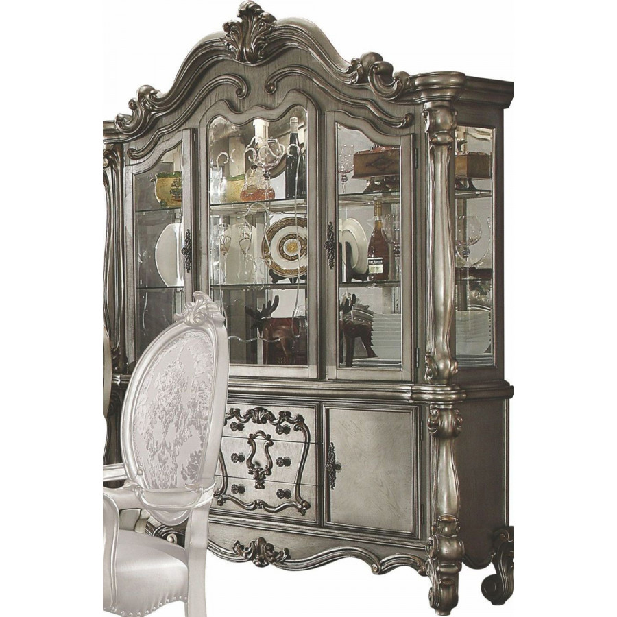 ACME Versailles Buffet with Hutch - Antique Platinum Silver