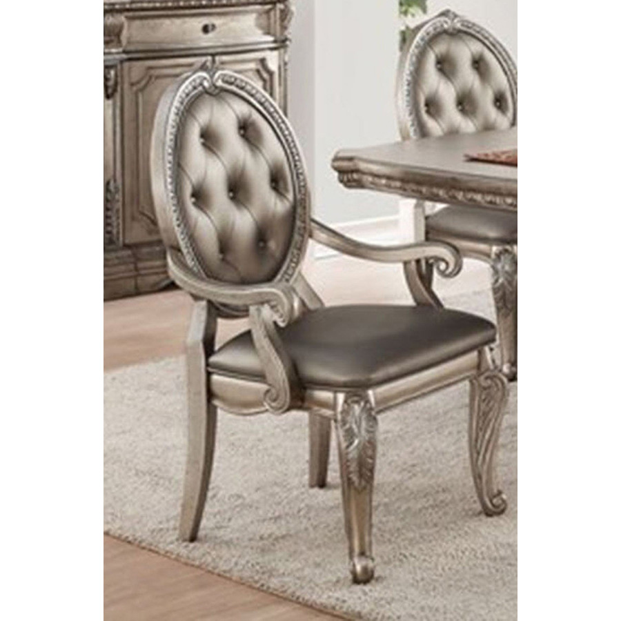 ACME - Northville Arm Chair (Set-2) in Antique Silver