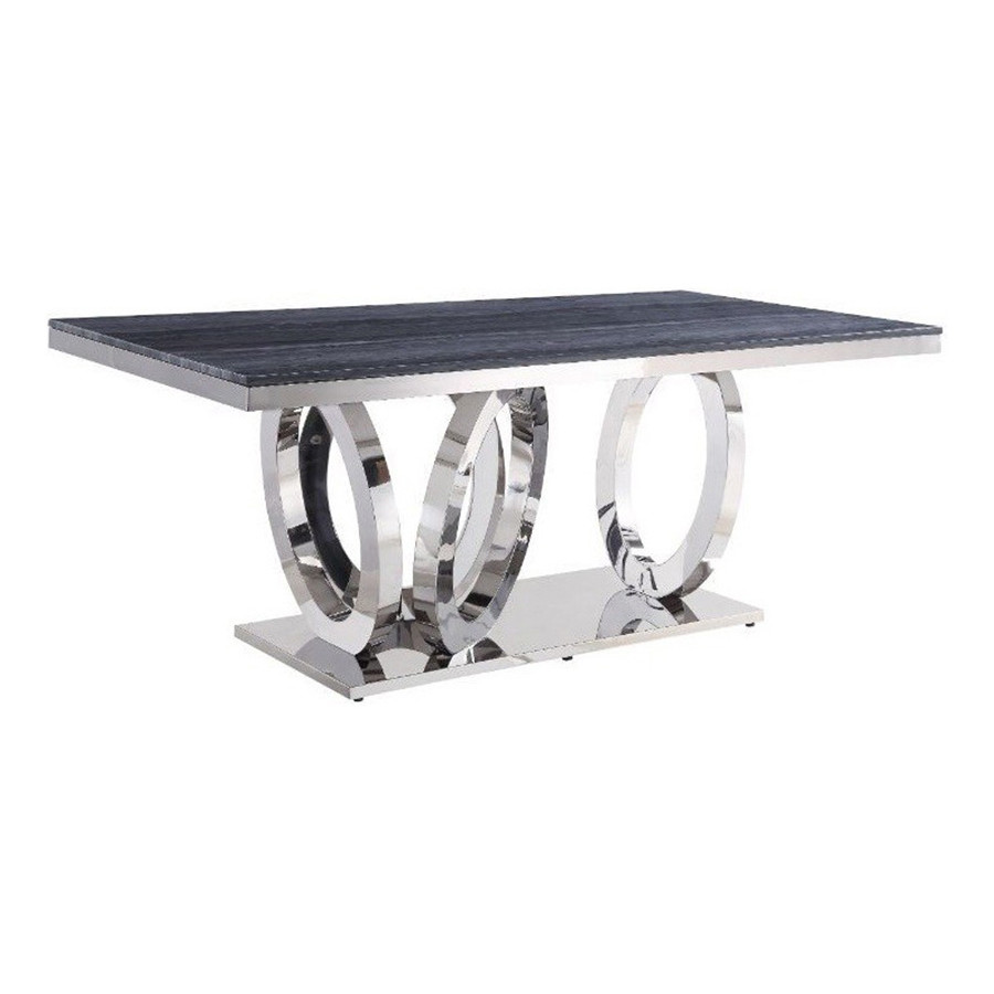 ACME - Nasir Dining Table in Gray Faux Marble Top