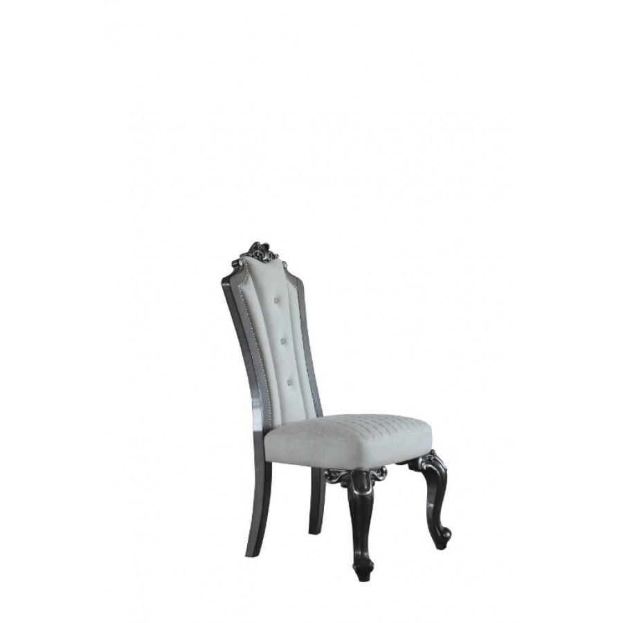 ACME - House Delphine Side Chair (Set of 2) in Two Tone Ivory Beige/Charcoal