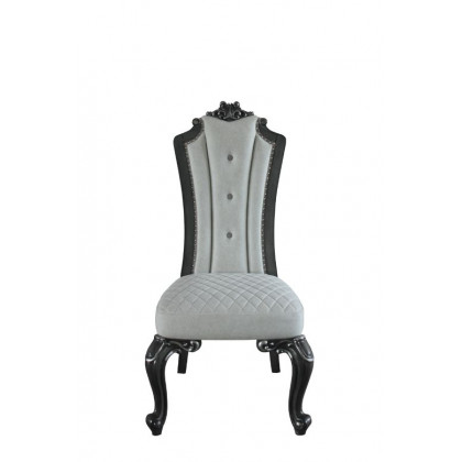 ACME - House Delphine Side Chair (Set of 2) in Two Tone Ivory Beige/Charcoal