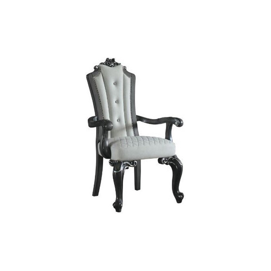 ACME - House Delphine Arm Chair (Set-2) in Ivory/Beige/Charcoal