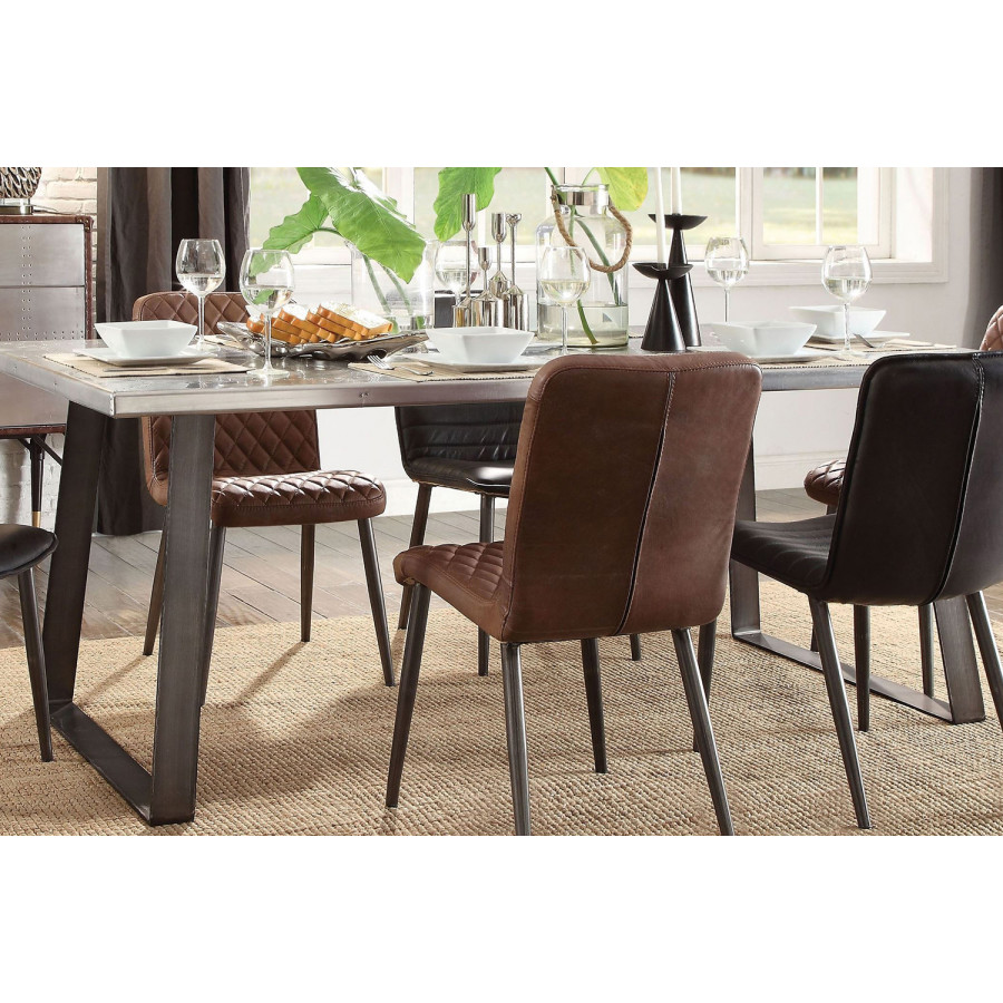 ACME - Kaylia Dining Table in Aluminum/Gunmetal