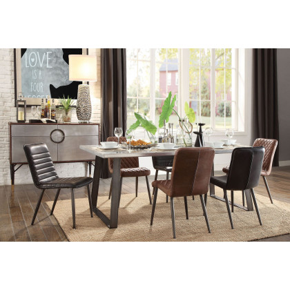 ACME - Kaylia Dining Table in Aluminum/Gunmetal