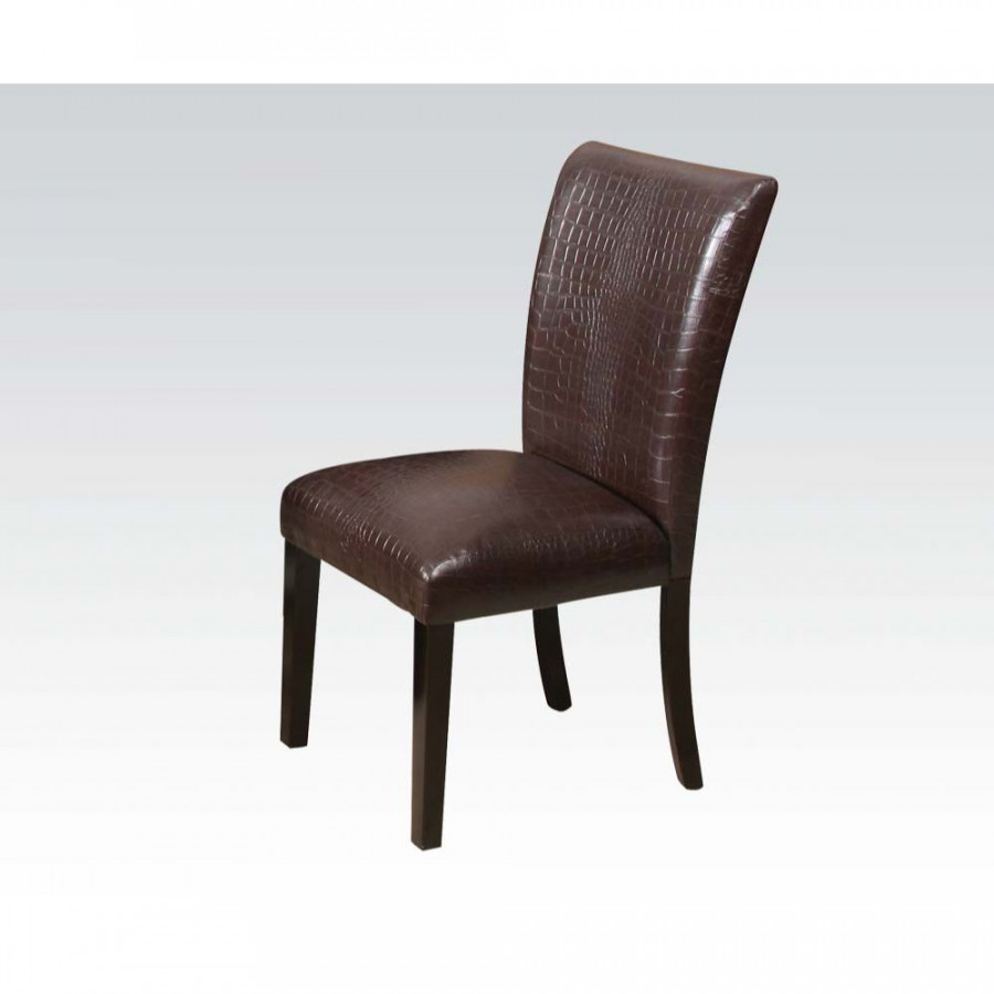 ACME - Fraser Side Chair (2Pc) in Dark Brown Crocodile PU/Espresso