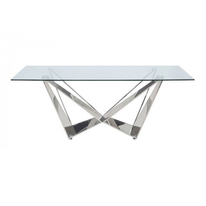 ACME - Dekel Dining Table in Clear Glass Top/Stainless Steel