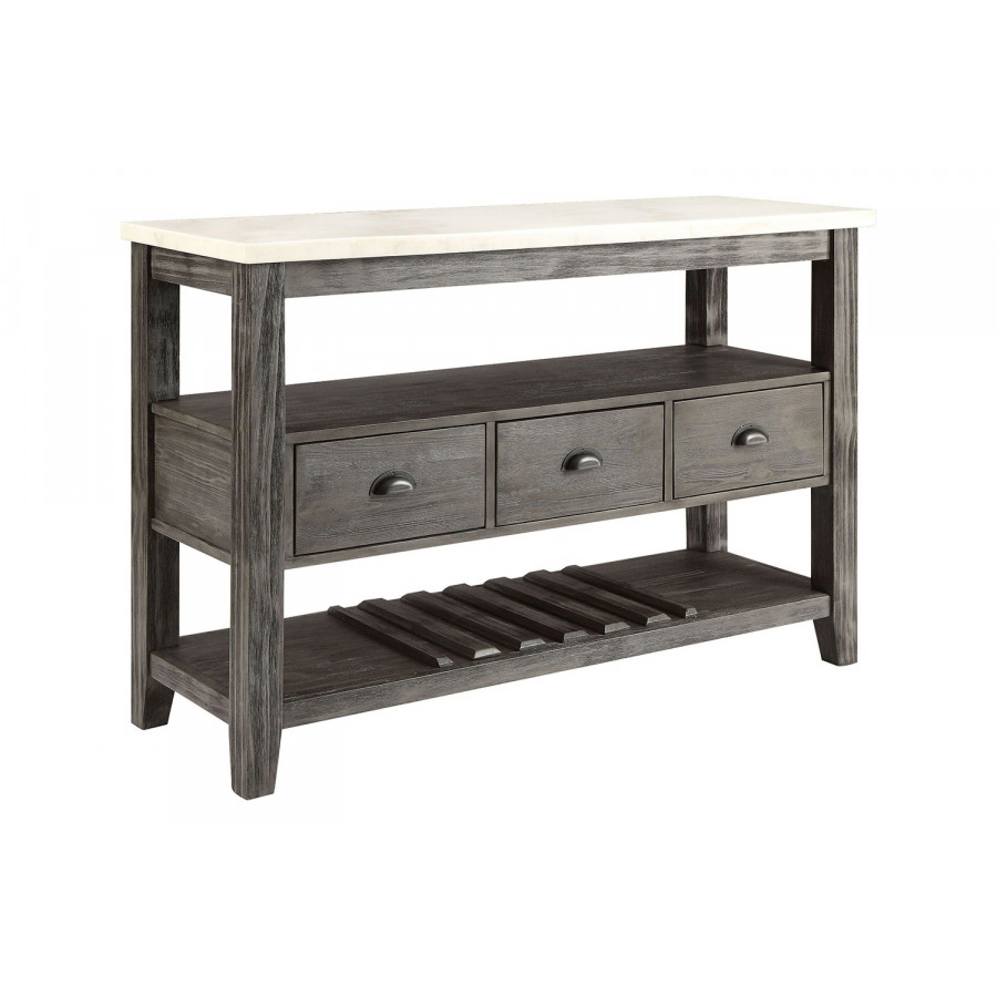 ACME - Merel Server in White Marble Top/Gray Oak