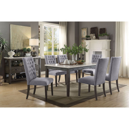 ACME - Merel Server in White Marble Top/Gray Oak