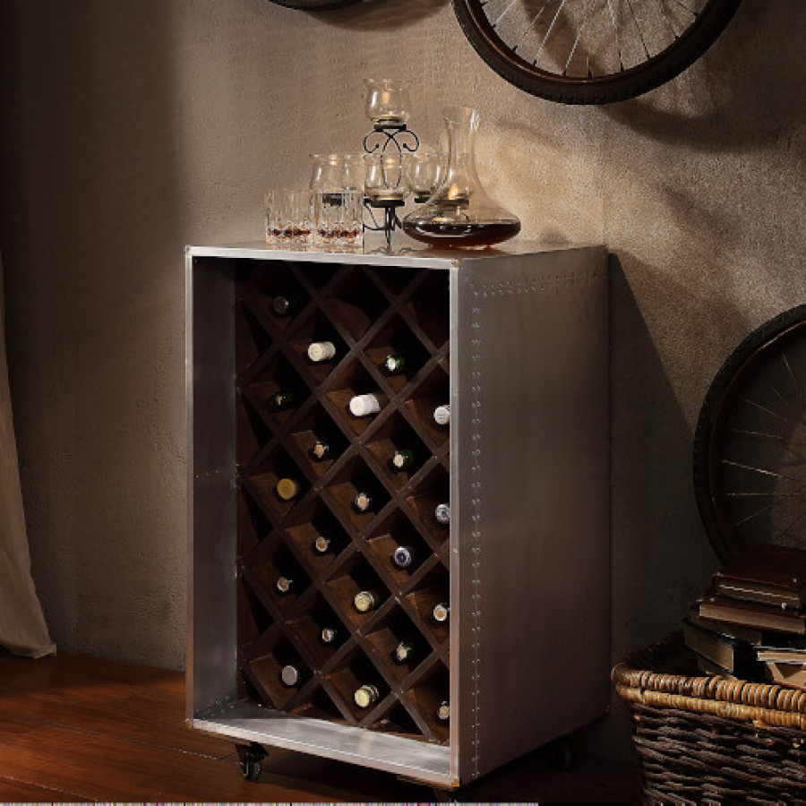 ACME - Brancaster Wine Cabinet in Aluminum