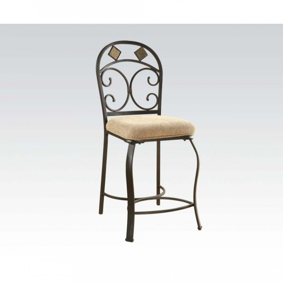 ACME Kiele Counter Height Chair (2Pc) - Oak/Antique Black (71158)