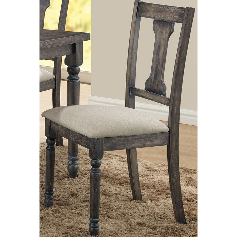 ACME - Wallace Side Chair (Set-2) in Tan Linen/Weathered Gray