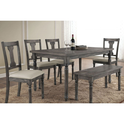 ACME - Wallace Side Chair (Set-2) in Tan Linen/Weathered Gray