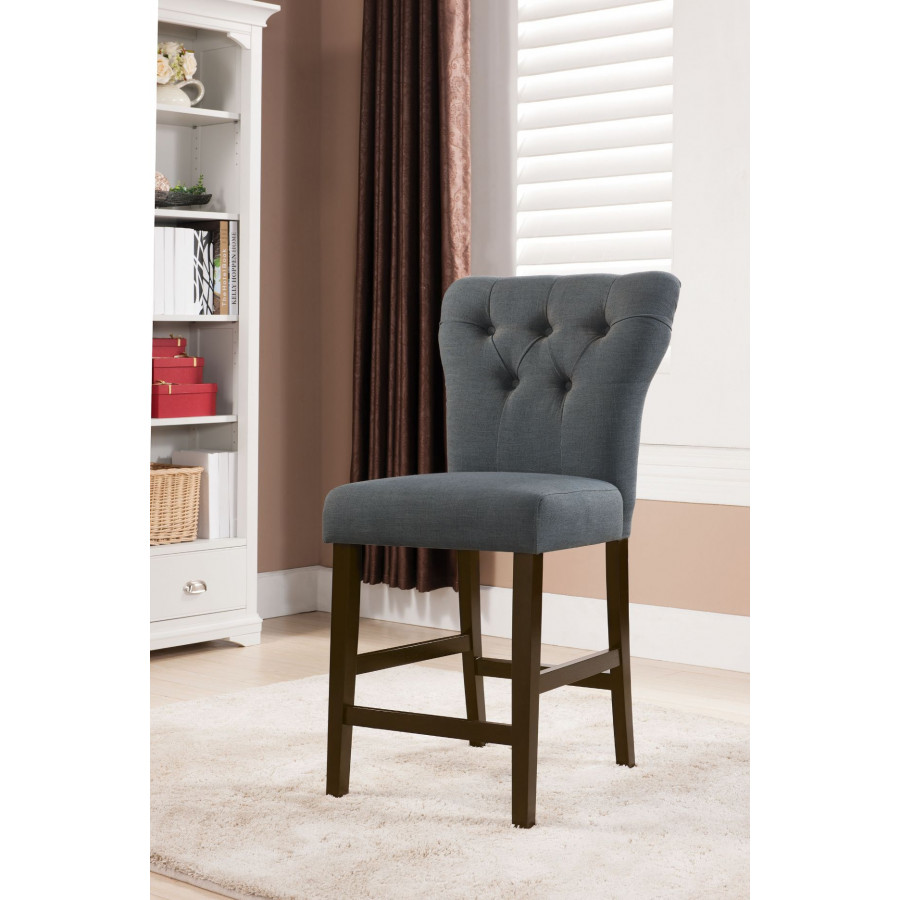 ACME - Effie Counter Height Chair (2Pc) in Gray Linen/Walnut