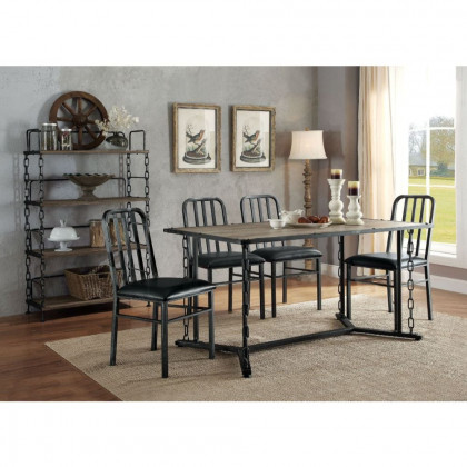 ACME - Jodie Dining Table in Rustic Oak/Antique Black