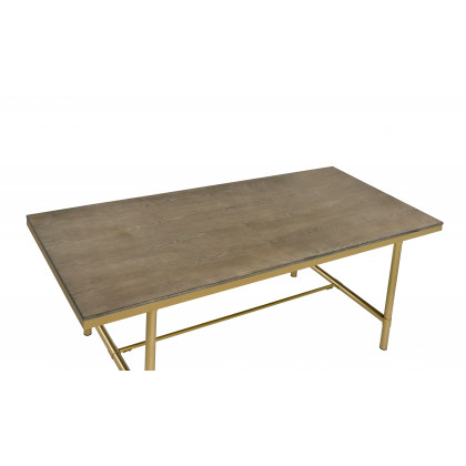 ACME - Entropy Dining Table in PU/Ash Oak/Champagne