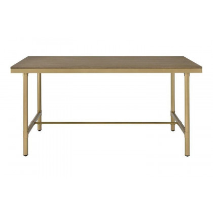 ACME - Entropy 5PC Dining Set in White/Brushed Gold
