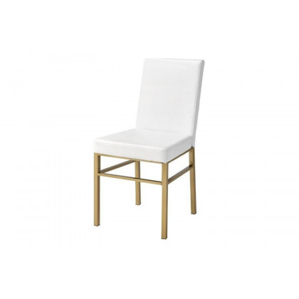 ACME - Entropy 5PC Dining Set in White/Brushed Gold
