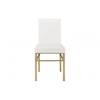 ACME - Entropy 5PC Dining Set in White/Brushed Gold