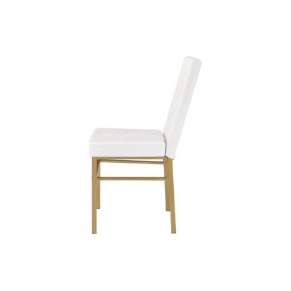 ACME - Entropy 5PC Dining Set in White/Brushed Gold