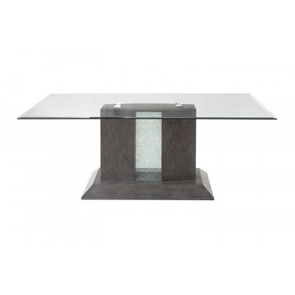 ACME - Belay Dining Table in Glass Top/Gray Oak