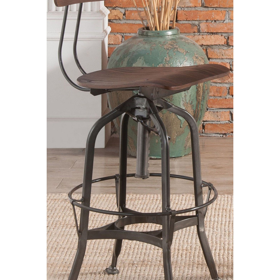 ACME - Kaeso Adjustable Bar Chair with Swivel in Walnut/Gunmetal