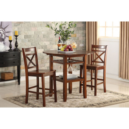 ACME Tartys Counter Height Chair Set of 2 - Cherry Brown
