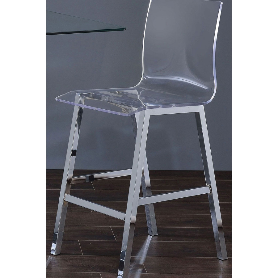 ACME - Nadie Counter Height Chair (Set-2) in Clear Acrylic/Chrome