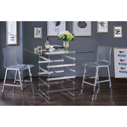 ACME - Nadie Counter Height Chair (Set-2) in Clear Acrylic/Chrome