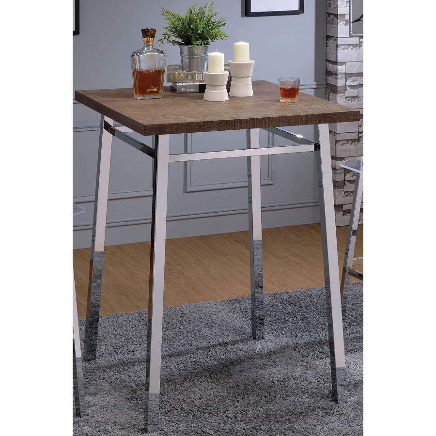 ACME - Nadie Bar Table in Oak/Chrome