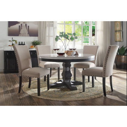 ACME - Nolan Server in White Marble Top/Salvage Dark Oak