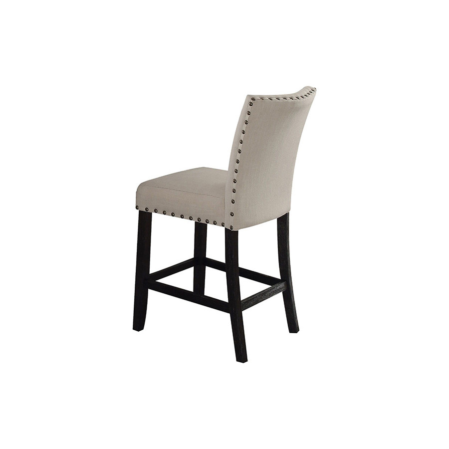 ACME - Nolan Counter Height Chair (Set-2) in Beige/Salvage Dark Oak