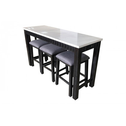 ACME - Necalli 4PC Pack Counter Height Table Set in Marble Top/Weathered Espresso