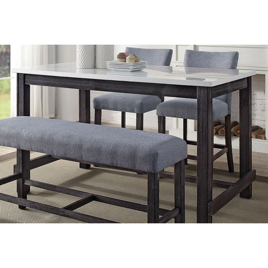 ACME - Yelena Counter Height Table with Marble Top in Marble Top/Weathered Espresso