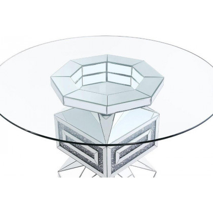 ACME - Noralie Dining Table in Clear Glass/Mirrored/Faux Diamonds (72955)